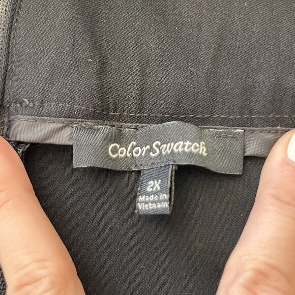 Color Swatch Womens Plus-Size Black Pencil Skirt 2X Rear Zip Rayon Blend - Picture 3 of 7